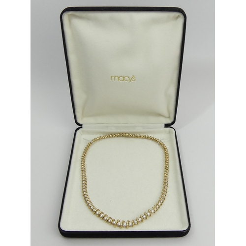 125 - 14ct gold diamond collarette necklace total diamond weight approx 5 carats. UK Postage £12.