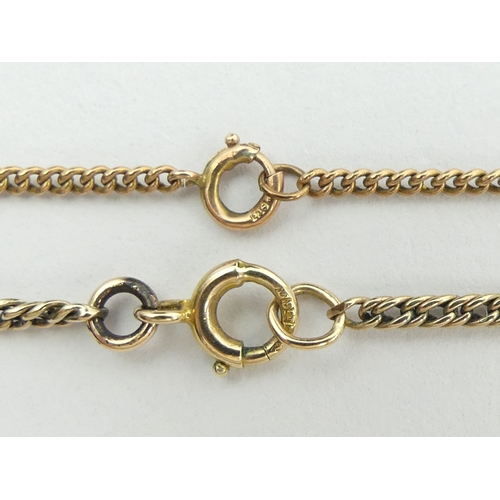 135 - Two 9ct gold chains, 10.8 grams. 46 and 41 cm. UK Postage £12.