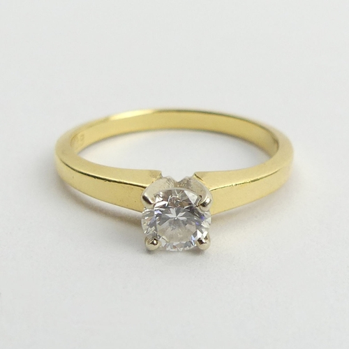 145 - 18ct gold solitaire diamond ring approx. 1/3 ct, 2.9 grams. Size L, 4.85 mm. UK Postage £12.