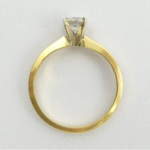 145 - 18ct gold solitaire diamond ring approx. 1/3 ct, 2.9 grams. Size L, 4.85 mm. UK Postage £12.