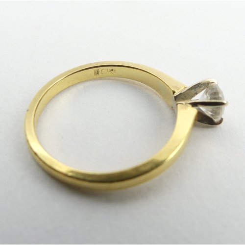 145 - 18ct gold solitaire diamond ring approx. 1/3 ct, 2.9 grams. Size L, 4.85 mm. UK Postage £12.