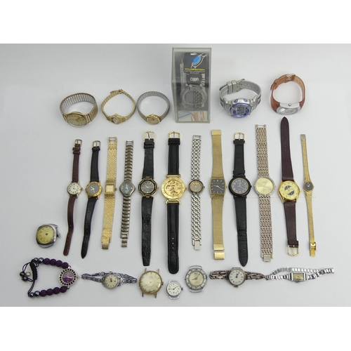 156 - A box of watches including a silver Red 12 example. UK Postage £12.