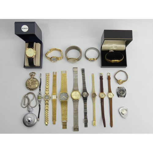 157 - A boxed Sekonda quartz watch and other watches including a full hunter pocket watch. UK Postage £12.