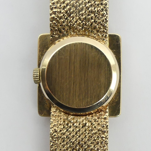 159 - Ladies Omega 9ct gold manual wind watch and strap, 26.5 grams gross. 20 mm wide, 16.5 cm long. UK Po... 