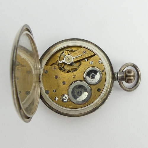 161 - A George V silver open face pocket watch with a Swiss 15 jewel movement. 50 x 72 mm.  UK Postage £12... 