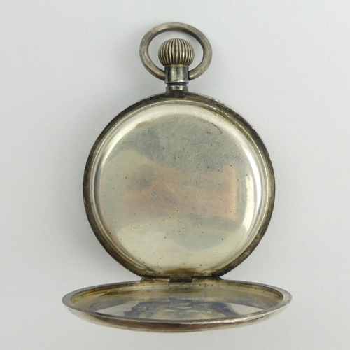 161 - A George V silver open face pocket watch with a Swiss 15 jewel movement. 50 x 72 mm.  UK Postage £12... 