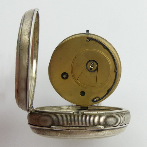 162 - A George V silver open face lever movement pocket watch. 80 x 55 mm.  UK Postage £12.