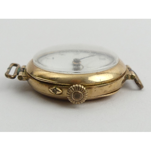 164 - A 9ct gold Red 12 wristwatch, London import mark 1913. 17.5 grams gross. 28 mm wide. UK Postage £12.... 