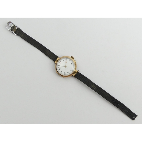 164 - A 9ct gold Red 12 wristwatch, London import mark 1913. 17.5 grams gross. 28 mm wide. UK Postage £12.... 