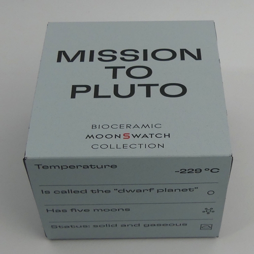 167 - Swatch Omega Mission to Pluto watch as new with box and papers. UK Postage £12.