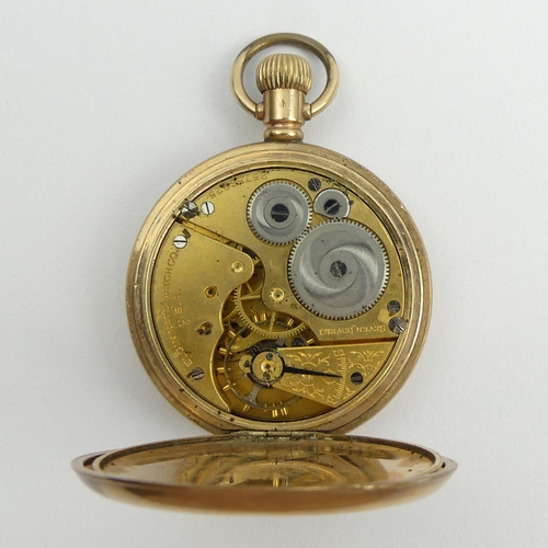 169 - Elgin gold plated half hunter pocket watch. 70 x 50 mm. UK Postage £12.