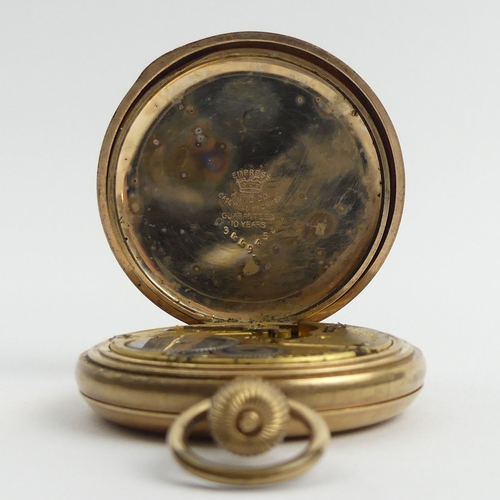 169 - Elgin gold plated half hunter pocket watch. 70 x 50 mm. UK Postage £12.