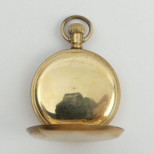 169 - Elgin gold plated half hunter pocket watch. 70 x 50 mm. UK Postage £12.