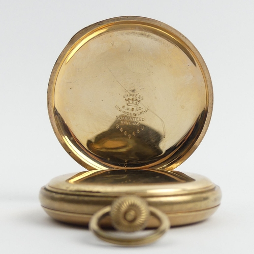 169 - Elgin gold plated half hunter pocket watch. 70 x 50 mm. UK Postage £12.