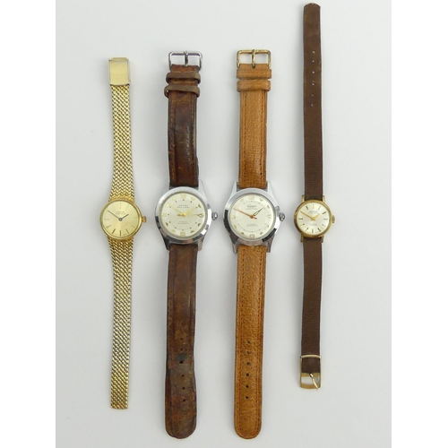 170 - Four watches, two by Montine, one by Haval and one by Geneva. 35 mm widest example. UK Postage £12.