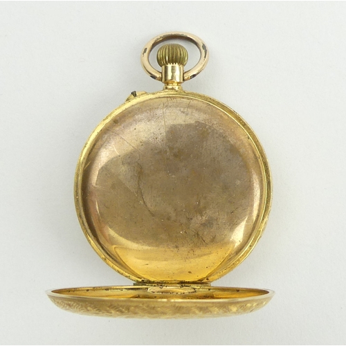 170A - 18ct gold button wind open face pocket watch, 38 grams gross. 50 x 36 mm. UK Postage £12.