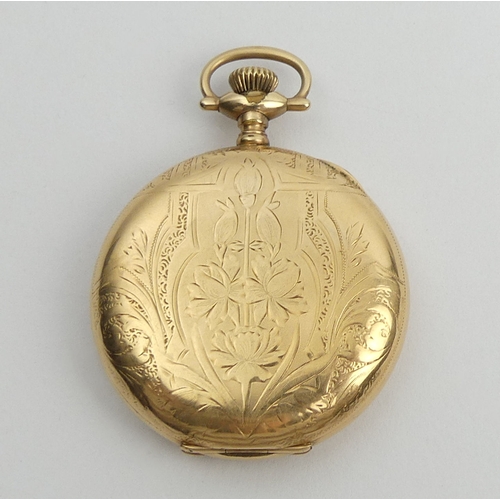 170B - An Elgin gold plated full hunter pocket watch, 70 x 50 mm. UK Postage £12.