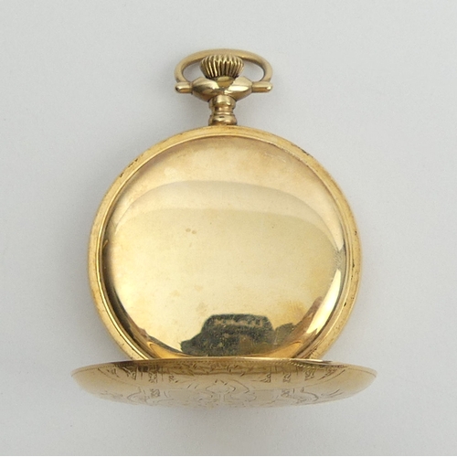 170B - An Elgin gold plated full hunter pocket watch, 70 x 50 mm. UK Postage £12.