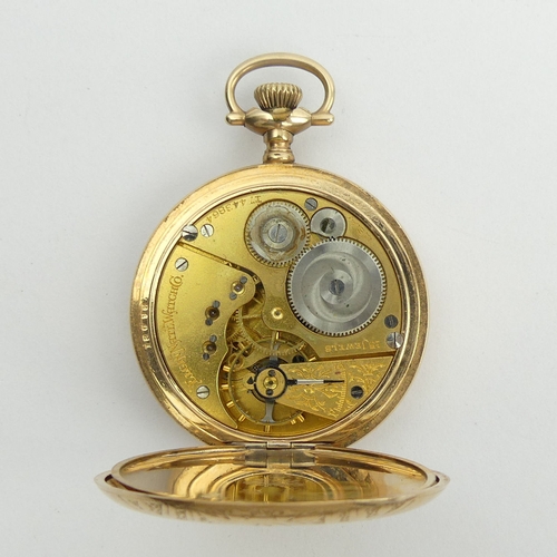 170B - An Elgin gold plated full hunter pocket watch, 70 x 50 mm. UK Postage £12.