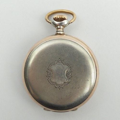 175A - Zenith silver two colour case, 15 rubis movement open face pocket watch, circa 1920. 70 x 52 mm. UK ... 