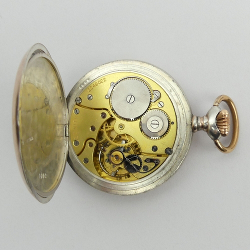 175A - Zenith silver two colour case, 15 rubis movement open face pocket watch, circa 1920. 70 x 52 mm. UK ... 