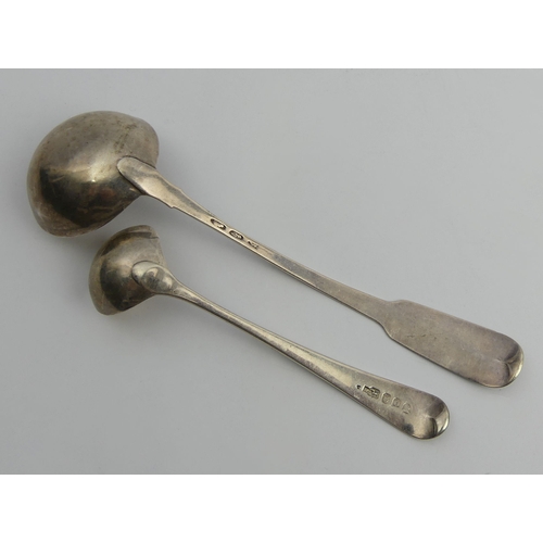 184 - Georgian Irish silver sauce ladle and a smaller example London 1803. 19.5 & 13.5 cm. 60 grams. UK Po... 