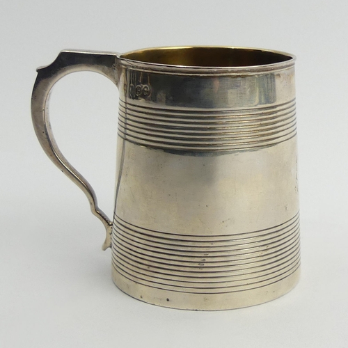 188 - Georgian silver tankard probably Cornelius Bland, London 1790. 124 grams, 8 cm. UK Postage £12.