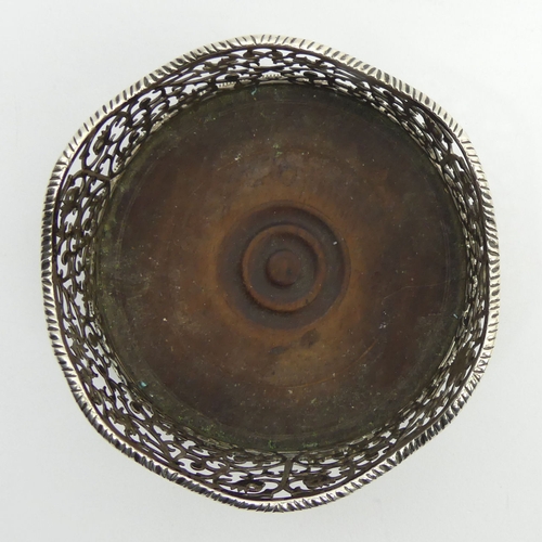 199 - Victorian silver and mahogany wine bottle coaster, London 1845. 181 grams. 12 x 5 cm. UK Postage £12... 