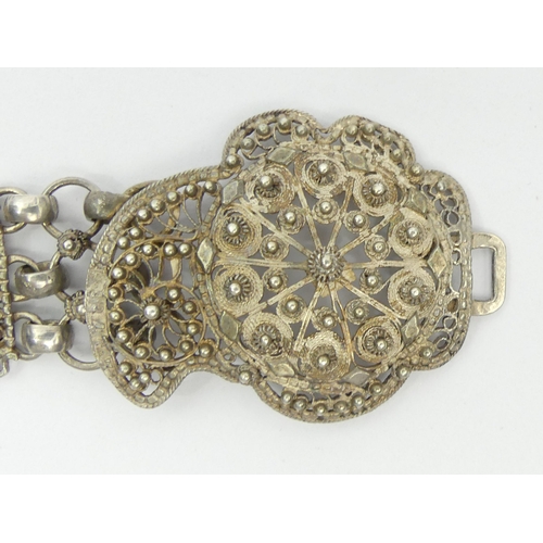 200A - Antique Russian silver filigree work belt, 133 grams. 62 x 4 cm. UK Postage £12.