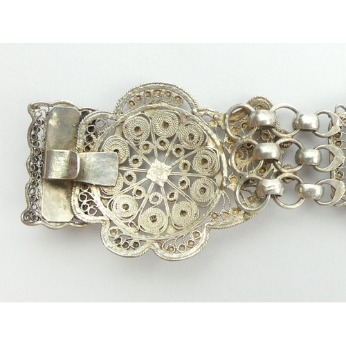 200A - Antique Russian silver filigree work belt, 133 grams. 62 x 4 cm. UK Postage £12.