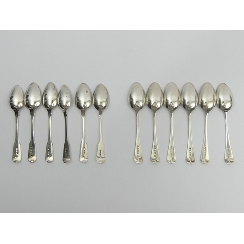 205E - A Georgian set of six silver teaspoons, Richard Turner, London 1813 and a Victorian set of six silve... 