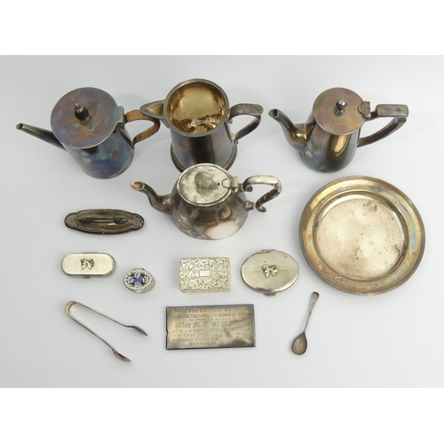 213 - A George V silver dish, Chester 1934 and other items of mostly silver plate, 146 grams weighable. Di... 