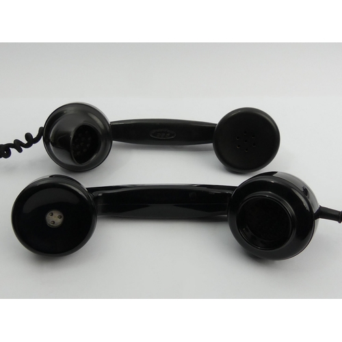 268 - A black bakelite G.E.C. telephone and a black plastic example. UK Postage £18.