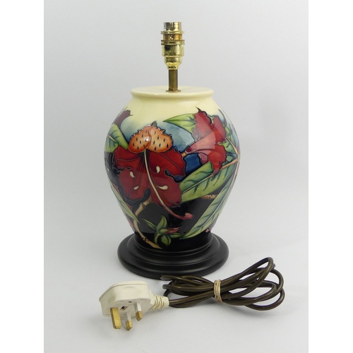 292 - A large Moorcroft art pottery Simeon design table lamp. 34 cm. UK Postage £20.