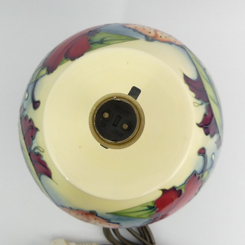 292 - A large Moorcroft art pottery Simeon design table lamp. 34 cm. UK Postage £20.