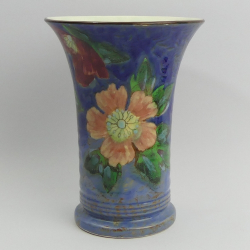 326 - Royal Doulton Wild Roses art pottery vase D6227. 21 x 6.5 cm. UK Postage £14.