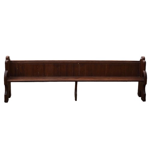 395 - A Victorian pitch pine pew. 245 cm x 80 cm. Postage not available.