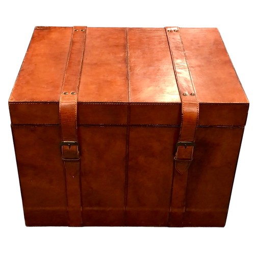 398 - A modern leather travel type trunk. 51 x 39 x 39. cm. Postage not available.