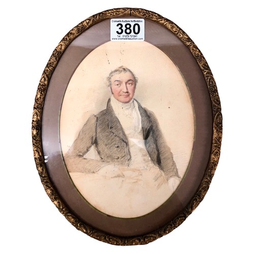 380 - An oval framed and glazed watercolour  of a gentleman, Thomas Heapht 1775-1835. 26 x 21 cm. UK Posta... 