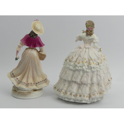 341 - Two Royal Worcester bone china figurines The Fairest Rose and Noelle. 21.5 cm. UK Postage £16.