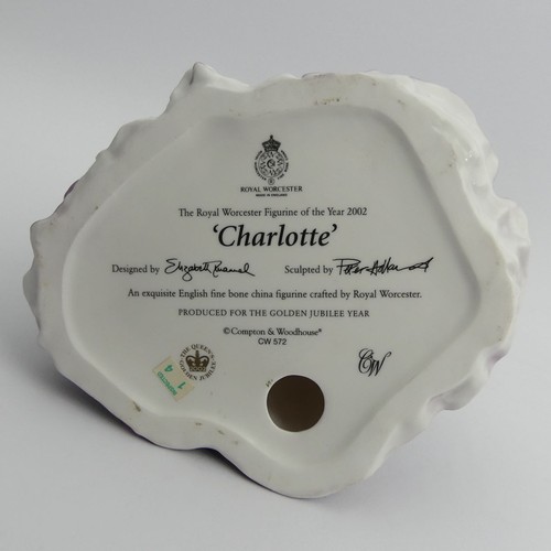 342 - Royal Worcester limited edition Charlotte Figurine of the year 2002. 23.5 cm. UK Postage £15.