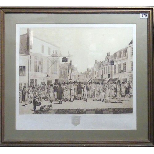 379 - A framed and glazed 19th century print of Braintree Market. 67 x 77 cm. Postage not available.