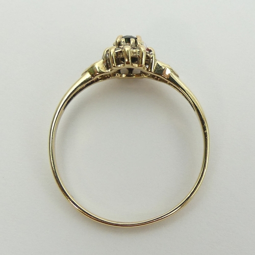 10 - 9ct gold sapphire and diamond ring, 1.7 grams. Size U, 8.8 mm wide. UK Postage £12.