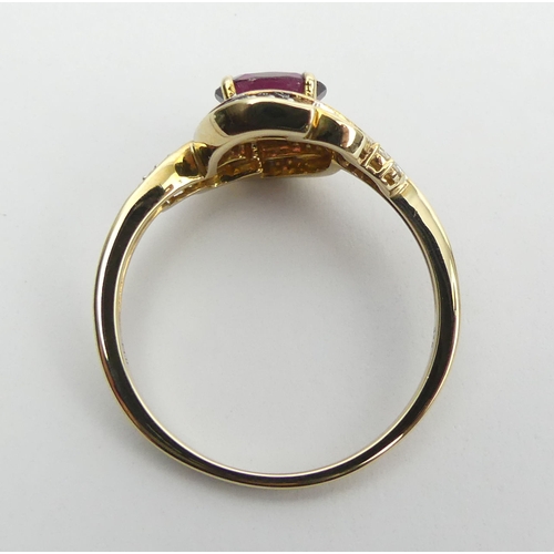 15 - 9ct gold rhodolite and white zircon ring, 3 grams. Size S. UK Postage £12.
