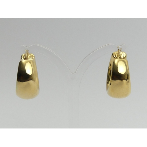 20 - A pair of 9ct gold wide hoop earrings, 4.5 grams. 12.8 x 25 mm. UK Postage £12.