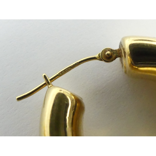 20 - A pair of 9ct gold wide hoop earrings, 4.5 grams. 12.8 x 25 mm. UK Postage £12.