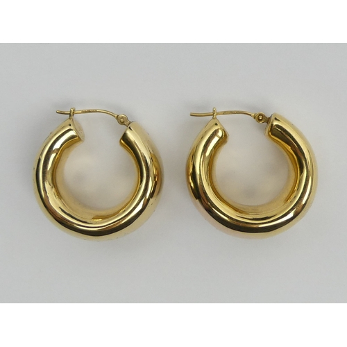 20 - A pair of 9ct gold wide hoop earrings, 4.5 grams. 12.8 x 25 mm. UK Postage £12.