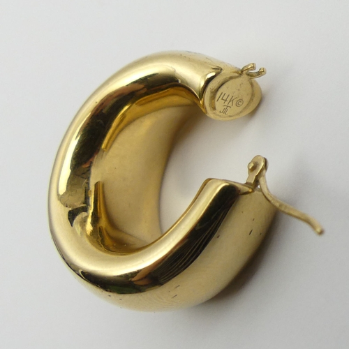 20 - A pair of 9ct gold wide hoop earrings, 4.5 grams. 12.8 x 25 mm. UK Postage £12.