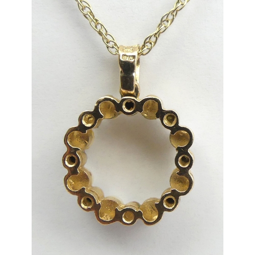 5 - 9ct gold cultured pearl and white sapphire pendant and chain, 5.8 grams. Chain 47 cm, pendant 22 mm ... 