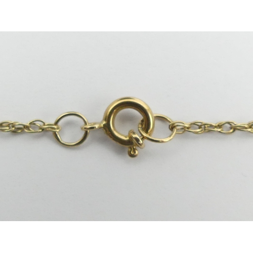 5 - 9ct gold cultured pearl and white sapphire pendant and chain, 5.8 grams. Chain 47 cm, pendant 22 mm ... 